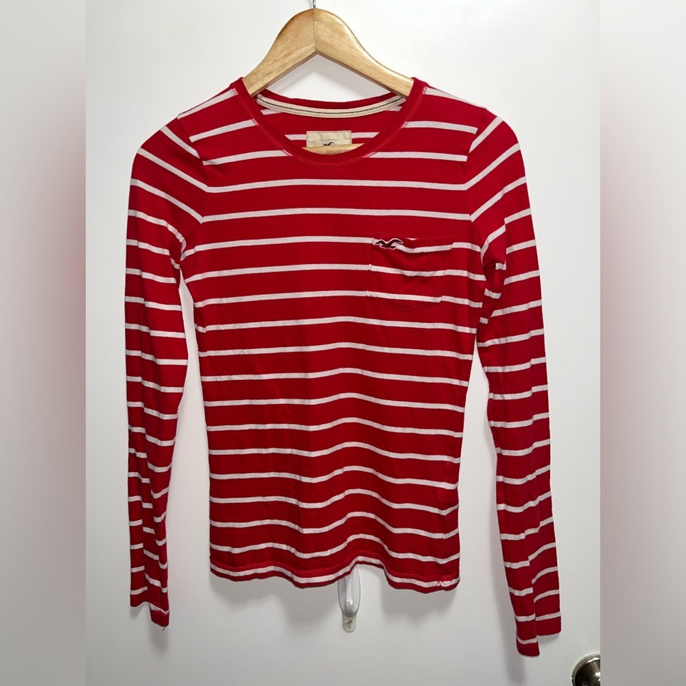 Y2K Hollister Red and White Striped Long Sleeve Top Women’s size XS